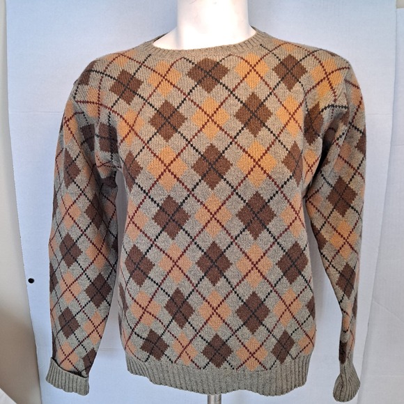 Ralph Lauren Sweater Size S Lambswool Cashmere Pullover Argyle Fall Colors - Picture 1 of 7
